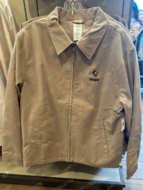 Disneyland Logo Mickey Embroidered Khaki Zip Jacket NWT